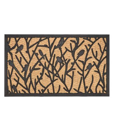 Paillasson en fibres de coco et caoutchouc avec motifs 75 x 45 cm Oiseau