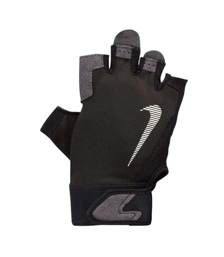 Mens Ultimate Heavyweight Fitness Fingerless Gloves Black White Grey Nike