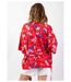 Veste courte esprit kimono AYAKO motif fleuri rouge Coton Du Monde