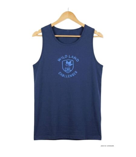 Débardeur homme Challenger SORRY1 marine imprimé — Confort pur coton jersey