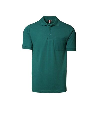 ID Mens Classic Short Sleeve Pique Regular Fitting Polo Shirt With Pocket (Green) - UTID182