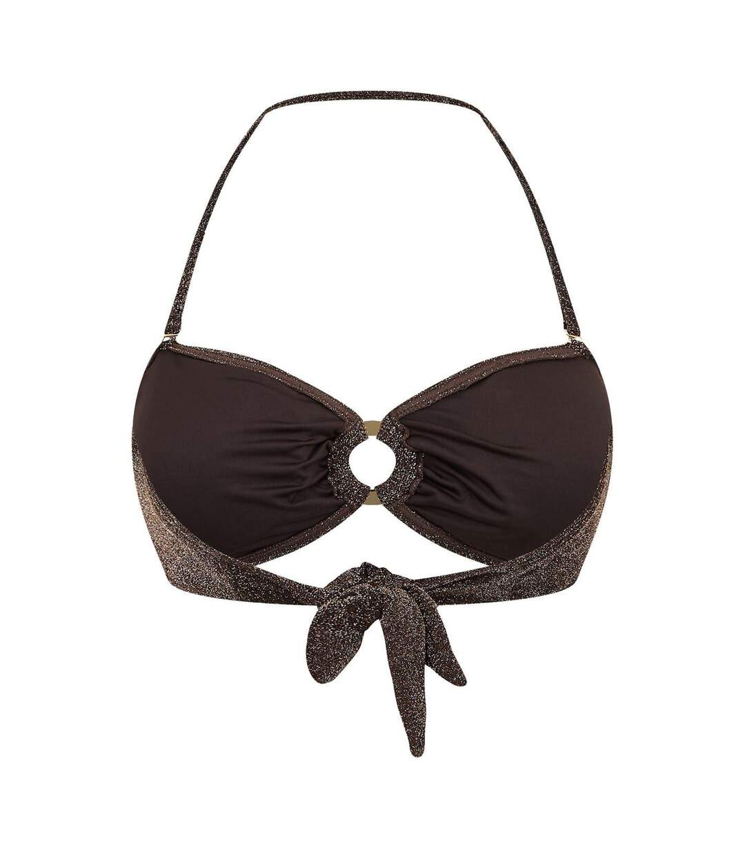 Womens/ladies Glitter Bandeau Bikini Top Chocolate Biba-2