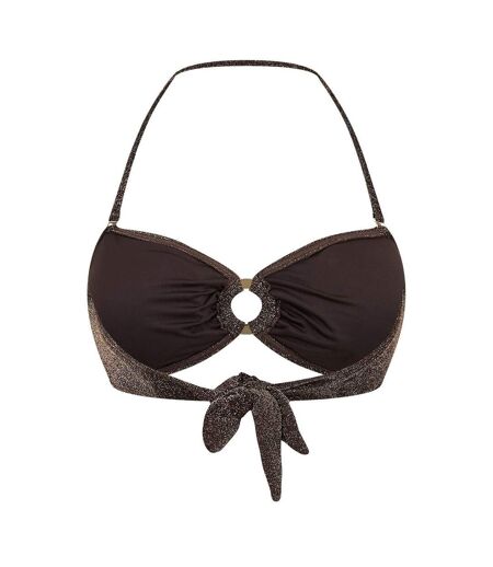 Womens/ladies Glitter Bandeau Bikini Top Chocolate Biba