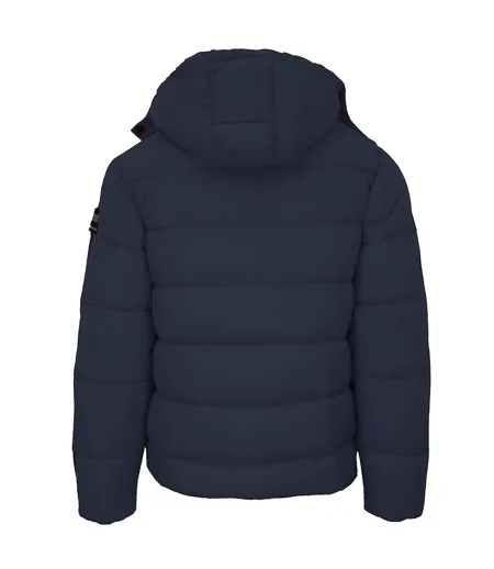 Doudoune Matelassée Motif/style Circulaire Homme Bleu Marine Plein Sport