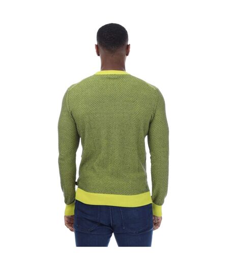 Mens Kapoko Knitted Cotton Sweatshirt Green Boss