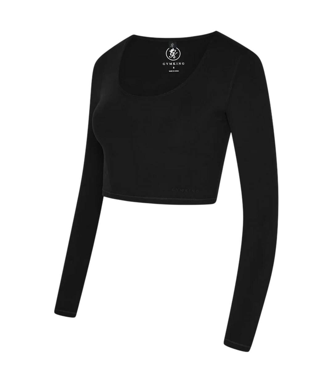 Womens/ladies Luxe Scoop Neck Slim Crop T-shirt Black Gym King-4