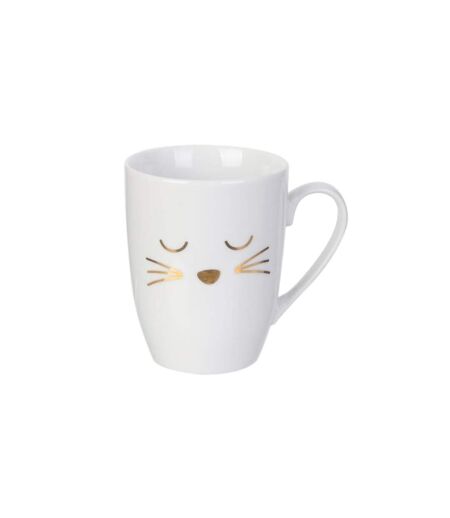 Mug Déco avec Cuillère Chat 11cm Blanc