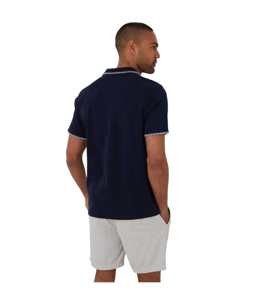 Mens Arnwick Short-sleeved Polo Shirt Navy Threadbare-3