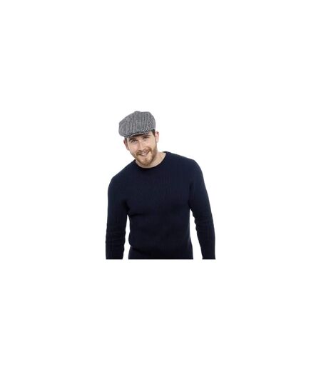 Mens Checked Wool Blend Traditional Flat Cap - M/L