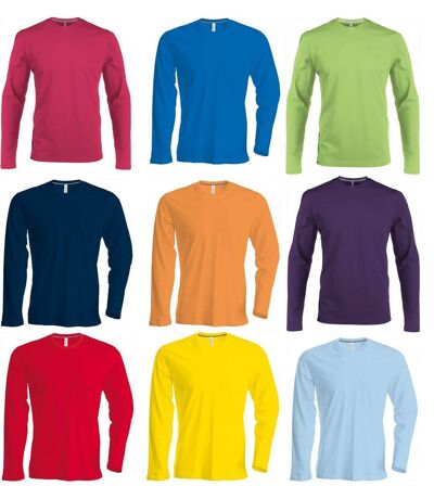 Lot 9 T-shirts manches longues col rond - K359 - multicolore 2 - homme