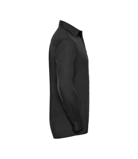 Mens Poplin Easy-care Formal Shirt Black Russell Collection