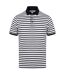 Front Row Mens Striped Jersey Polo Shirt (White/Navy) - UTPC2944