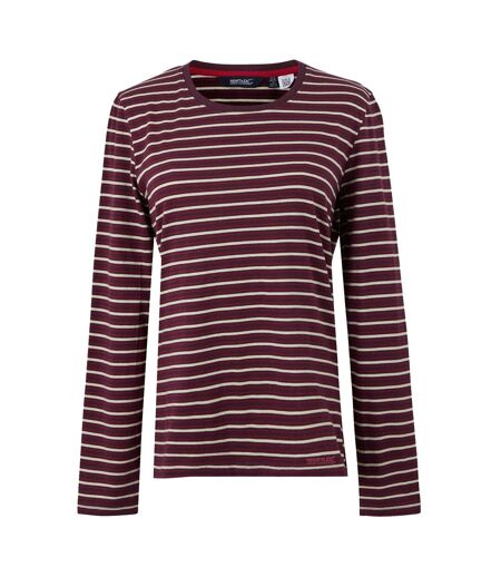 T-shirt Manches Longues Motif/style À Rayures Federica Femme Figue Vanille Clair Regatta
