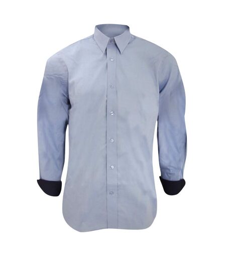 Kustom Kit Mens Long Sleeve Contrast Premium Oxford Shirt (Light Blue/Navy)
