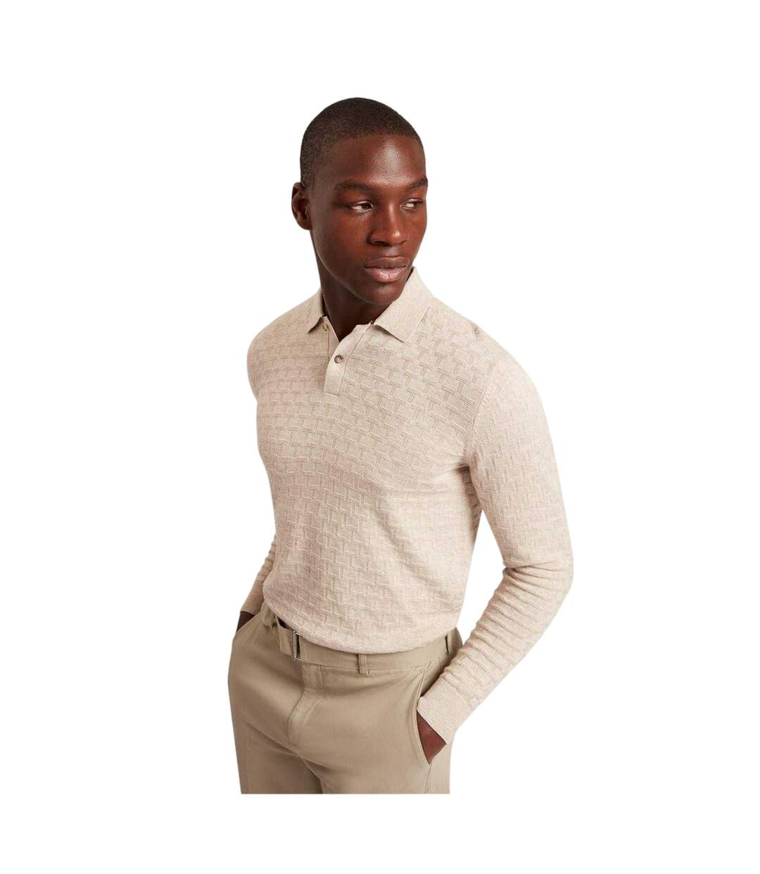 Mens Short-sleeved Polo Shirt Natural Ted Baker-4