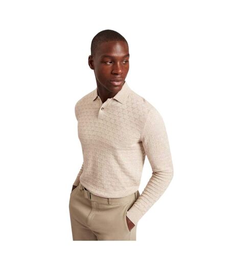 Mens Short-sleeved Polo Shirt Natural Ted Baker