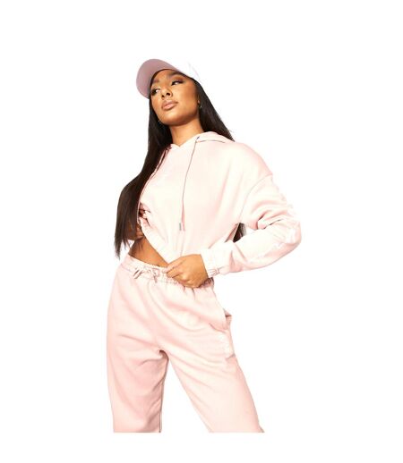 Womens/ladies crew neck crop hoodie dusty pink NVME