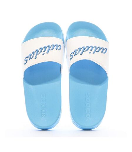 Claquettes Blanches/Bleu Femme Adidas Adilette Shower - 37