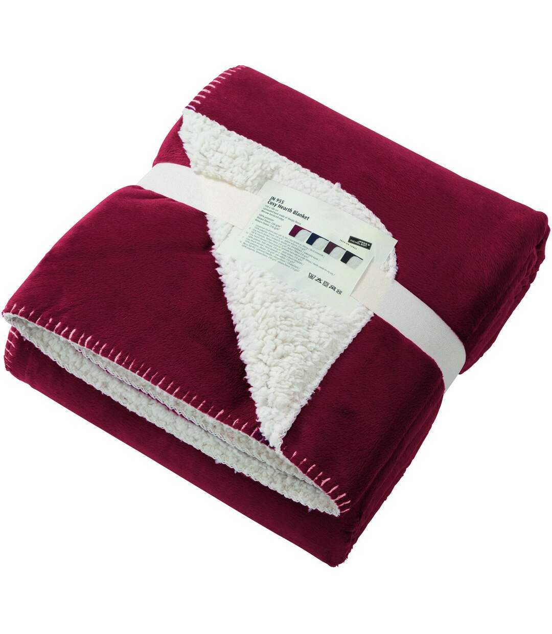 Plaid couverture polaire bi-colore 130 x 180 - JN955 - rouge bourgogne-1