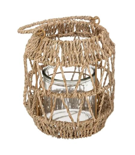 Lanterne Déco en Rotin Muli 18cm Beige