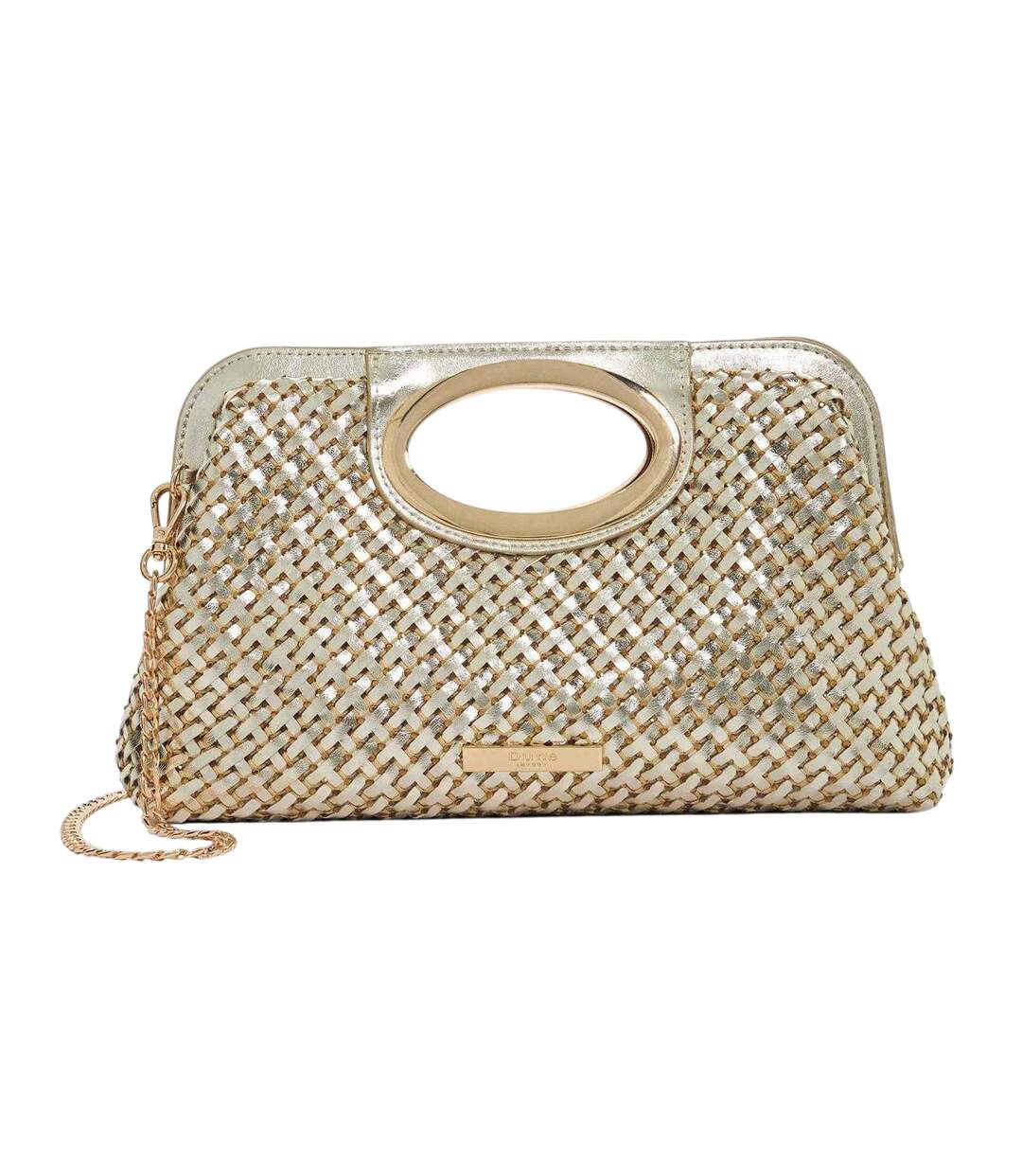 Pochette Motif/style Métallisé Ellsaz Femme 19 Cm X 30 Cm X 9 Cm Jaune Or Dune London-1