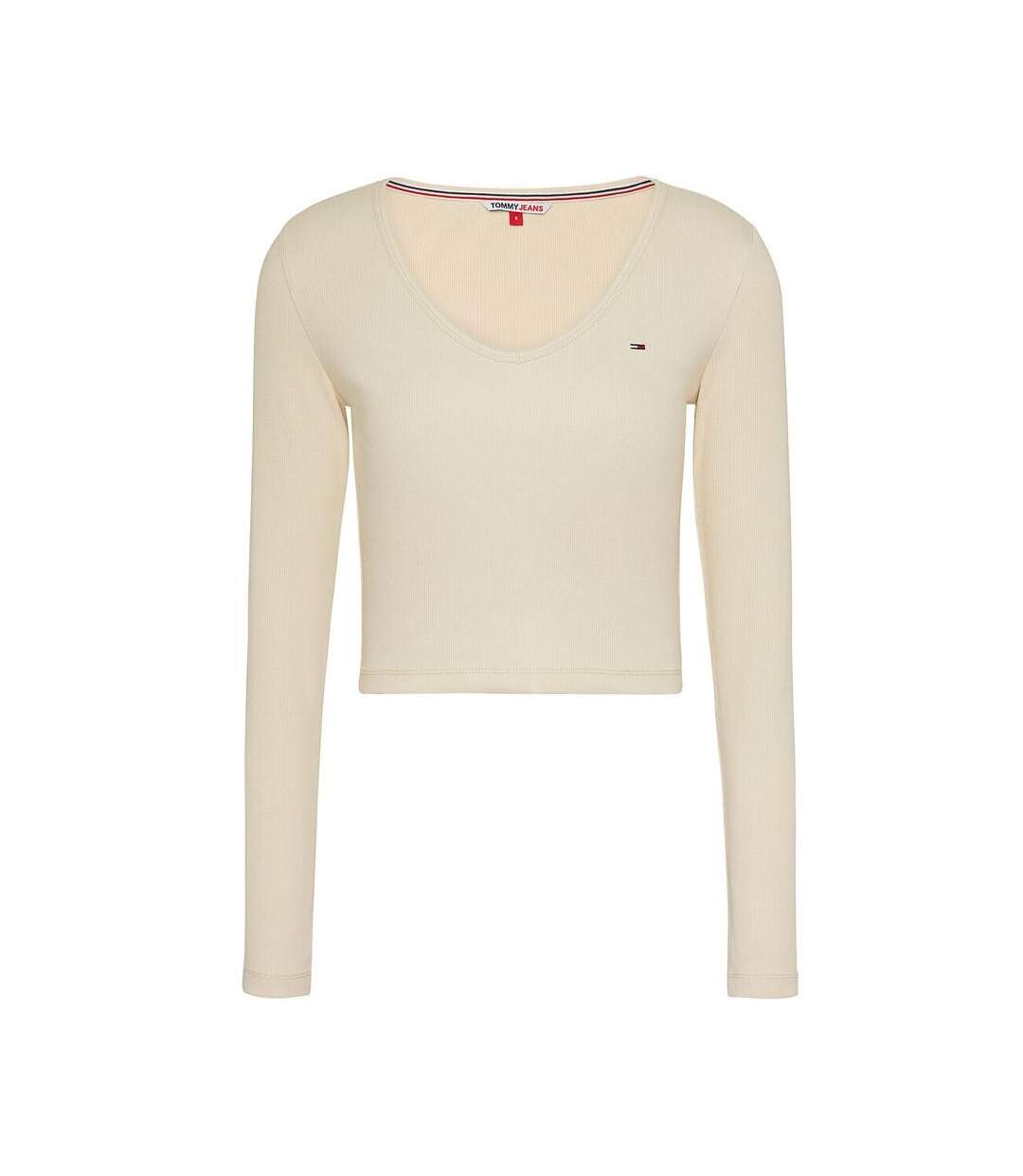 T-shirt Manches Longues Beige Femme Tommy Hilfiger Essent - L-1