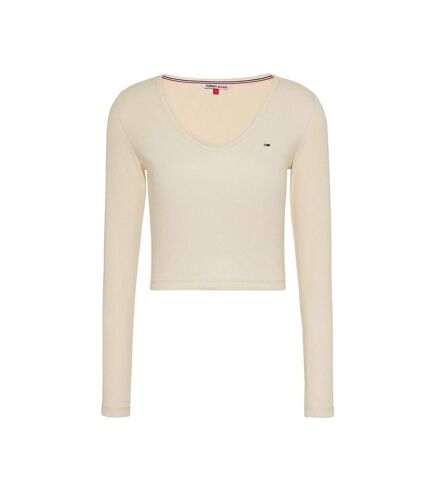 T-shirt Manches Longues Beige Femme Tommy Hilfiger Essent - L