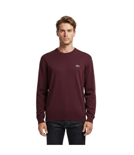 Mens Logo Crew Neck Jumper Burgundy Lacoste