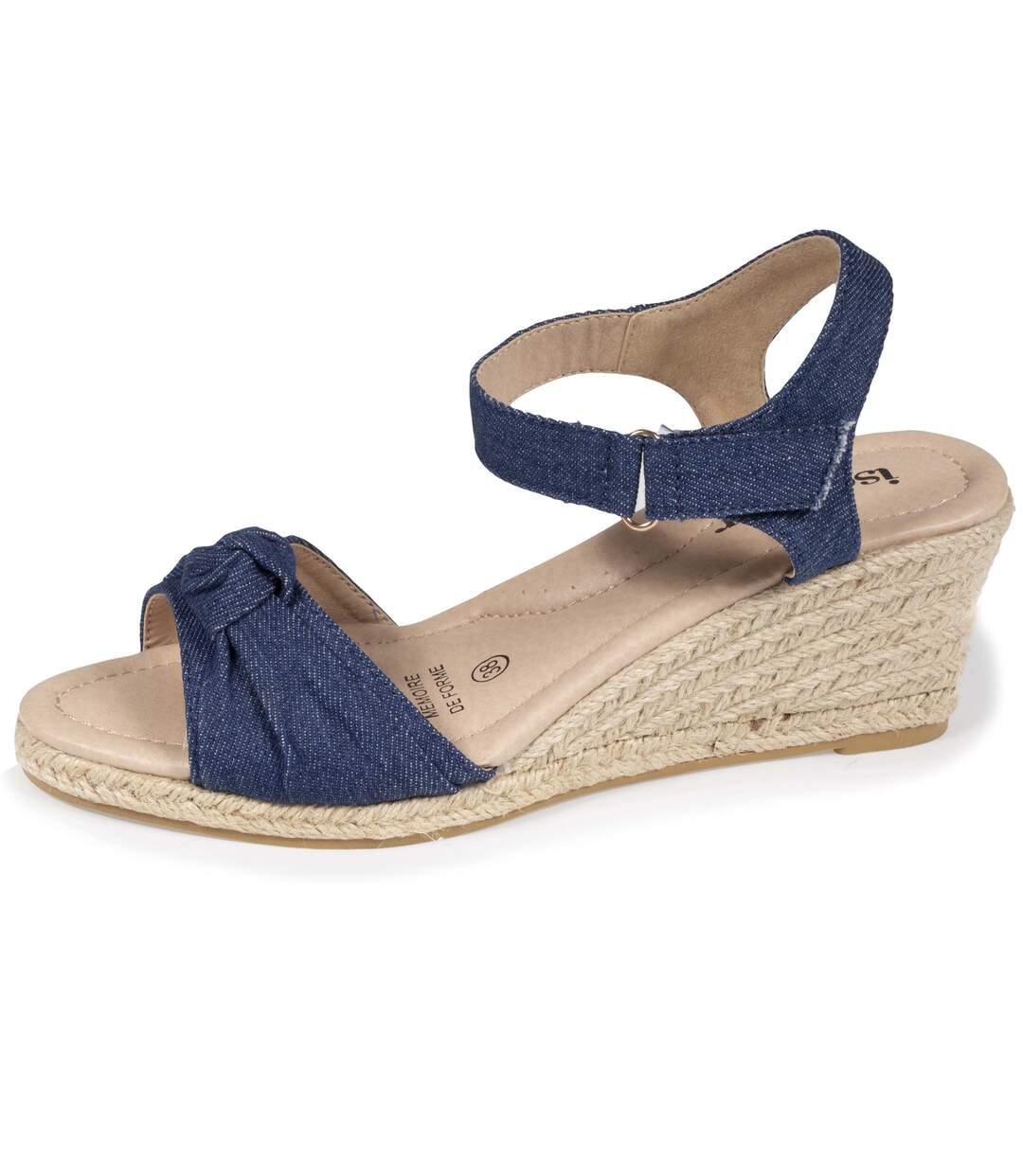 Isotoner Espadrilles femme à talon 6 cm et bout ouvert détail nœud