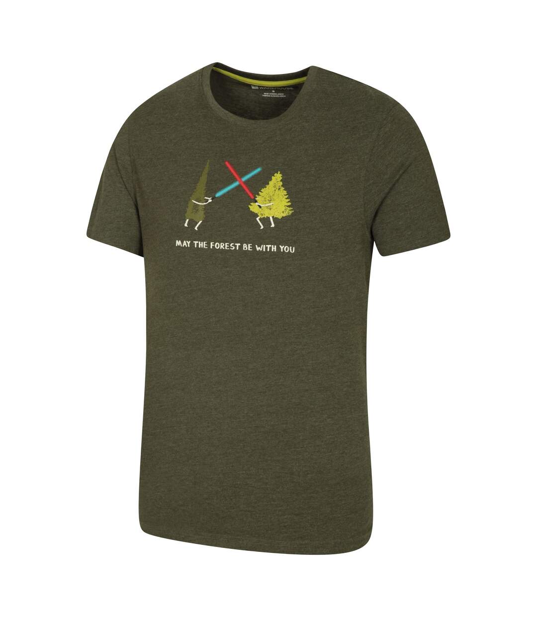 Mens may the forest be with you t-shirt khaki green Mountain Warehouse-3