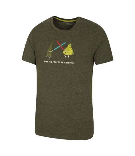 Mens may the forest be with you t-shirt khaki green Mountain Warehouse