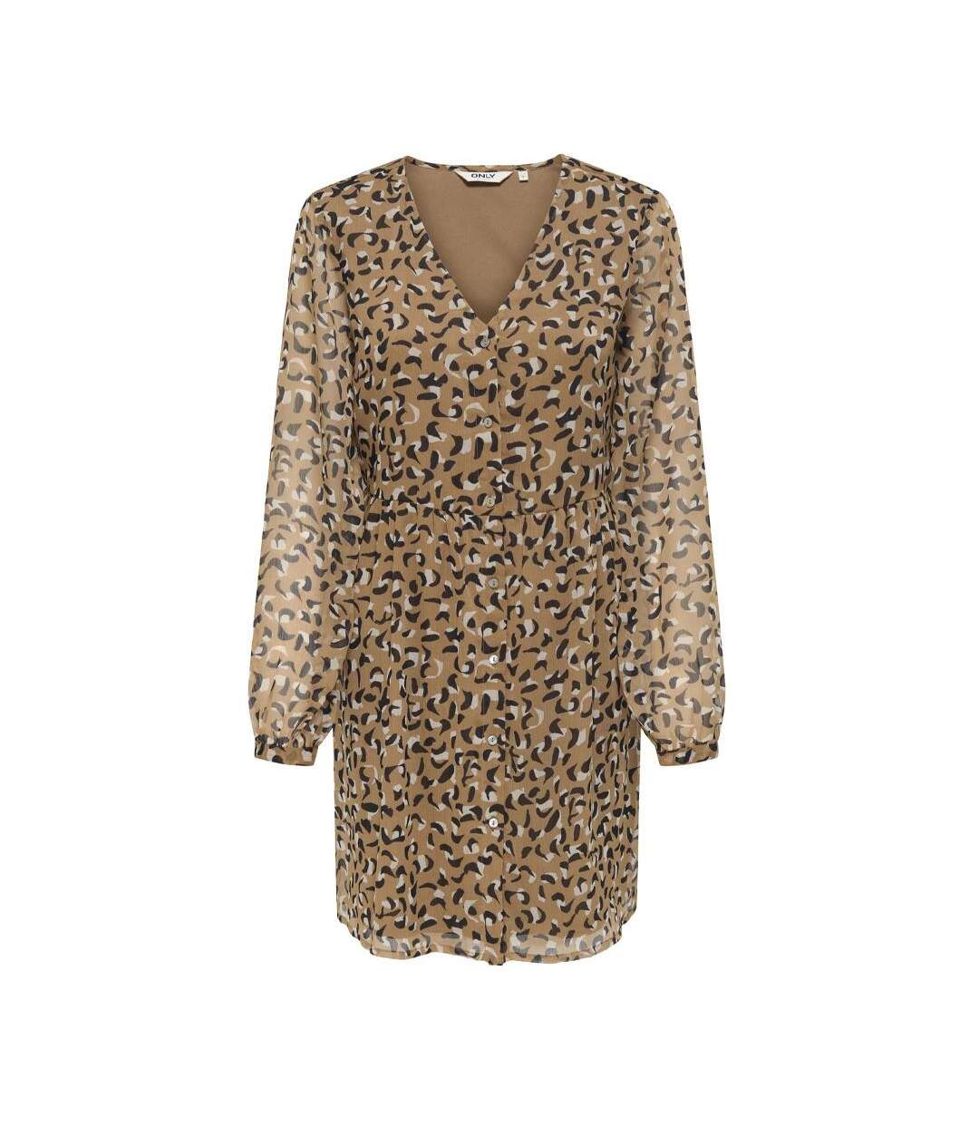 Robe beige/orange femme only button-1