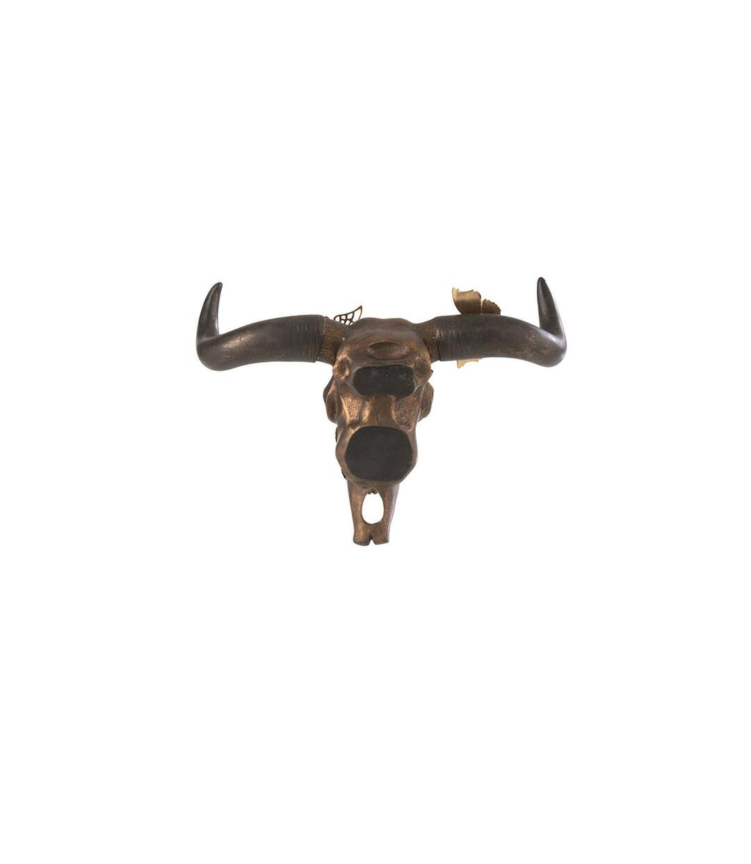 Crâne Déco Murale Papillons 30cm Marron-2