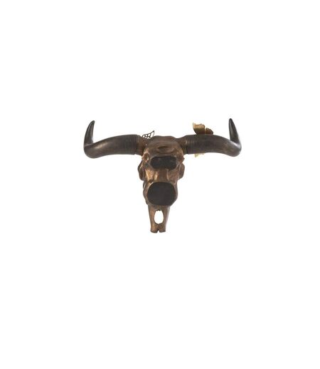 Crâne Déco Murale Papillons 30cm Marron