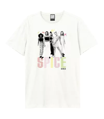 T-shirt Group Shot And Logo Adulte Vieux Blanc Amplified