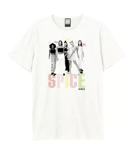 T-shirt Group Shot And Logo Adulte Vieux Blanc Amplified