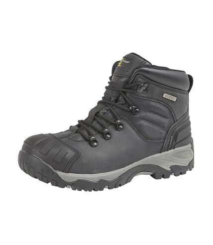 Grafters Mens Buffalo Leather Hiker Type Safety Boots (Black) - UTDF1933