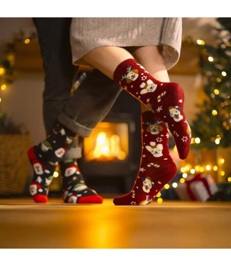 Lot de 3 paires de chaussettes thermiques fantaisie de Noël pour femmes