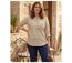 Chemisier Femme Beige en Coton Texturé Manches Retroussables-5