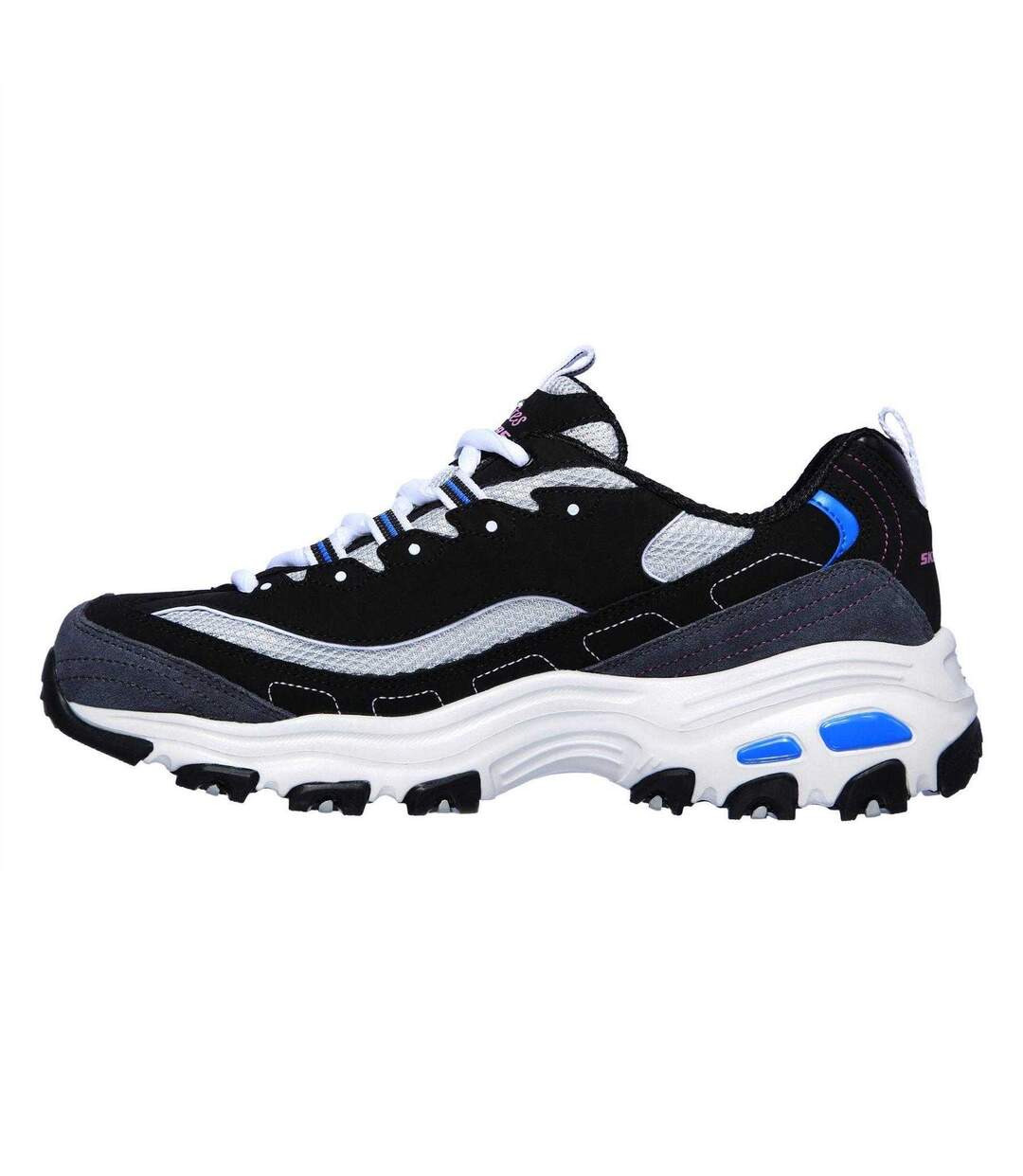 Womens/ladies Mesh Trainers Black Blue Skechers-2