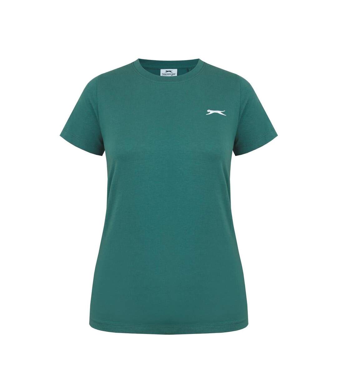 Womens/ladies Plain Crew Neck Fitted T-shirt Forest Green Slazenger-1