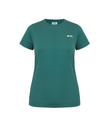 Womens/ladies Plain Crew Neck Fitted T-shirt Forest Green Slazenger