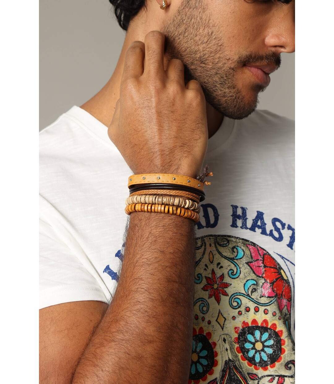 Bracelets en cuir et métal , style multi-rang HEAT-4