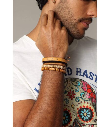 Bracelets en cuir et métal , style multi-rang HEAT