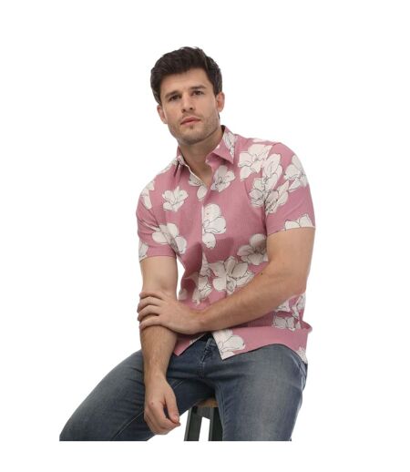 Unisex Adult Coving Floral Seersucker Short-sleeved Shirt Pink Ted Baker