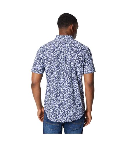 Maine Mens Floral Stem Print Short-Sleeved Shirt (Dark Blue) - UTDH6760