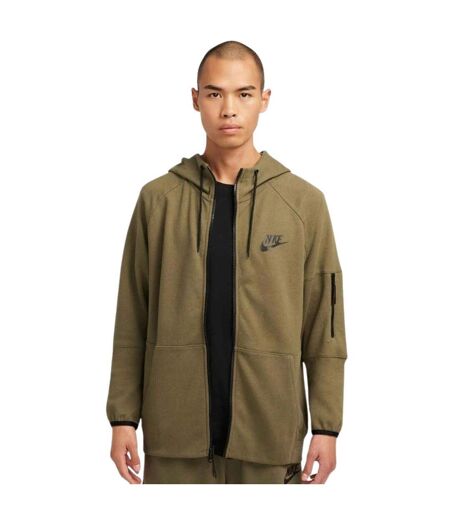 Mens Plain Full Zip Hoodie Khaki Green Nike