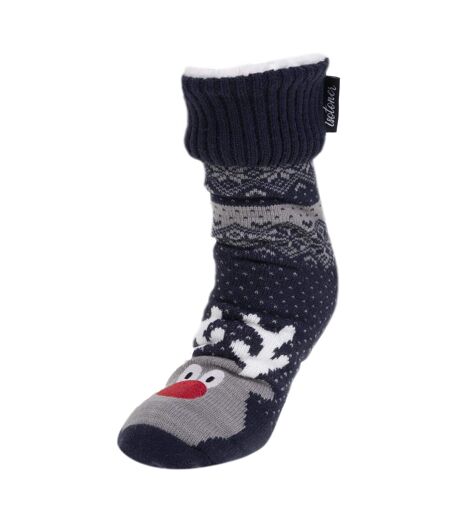 Isotoner Chaussettes d'intérieur homme maille/sherpa - picots antidérapants
