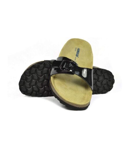 Sanosan Womens/Ladies Malaga Lacquered Sandals (Black/Brown) - UTBS3061