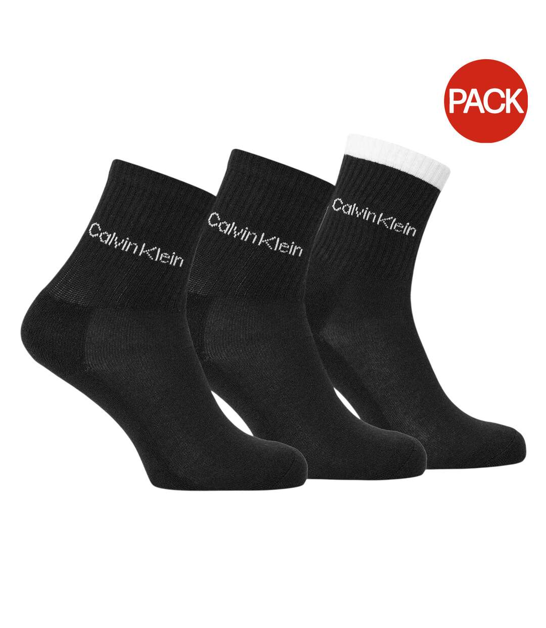 Pack Of 3  Womens/ladies Logo Crew Socks  Black Calvin Klein-1